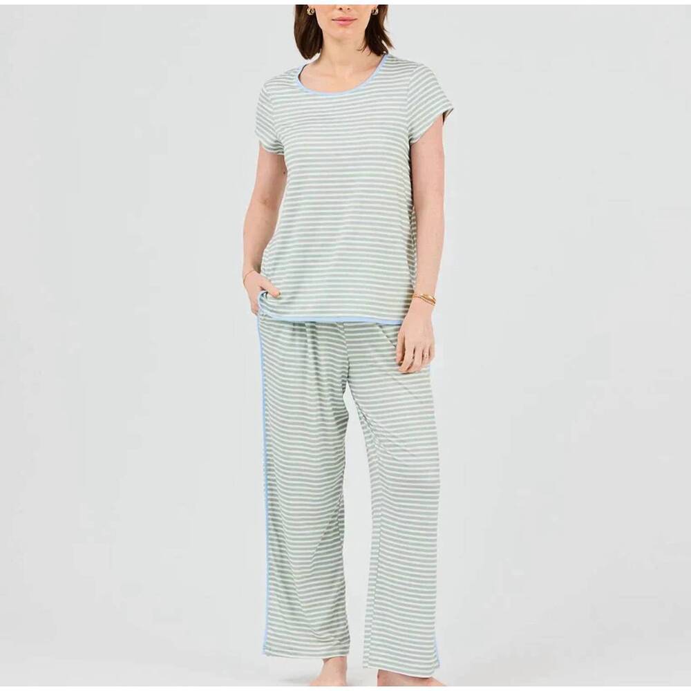 NEW MARY SQUARE melody pant set in green stripe